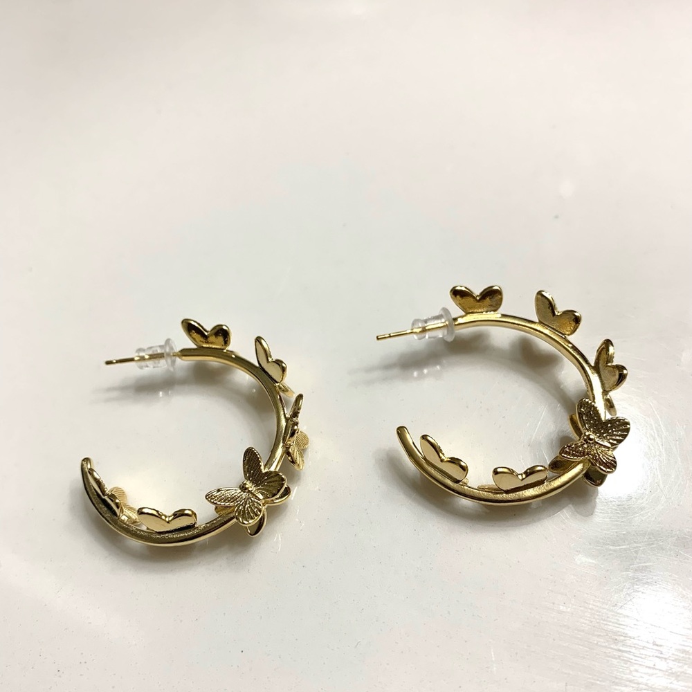 18k Gold Plated Butterfly Arch Hoops